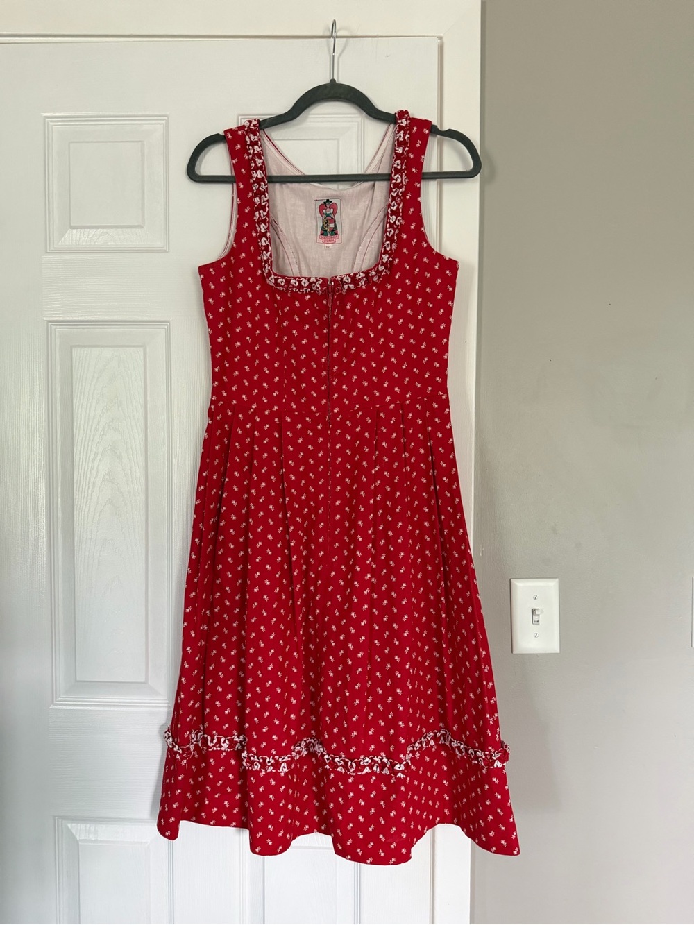 Salzburger Dirndl Red Vintage Corset Front Zip Dress 1960s
